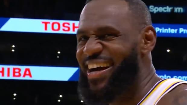 Los Angeles Lakers forward LeBron James during the final minutes of a game against the Golden State Warriors.